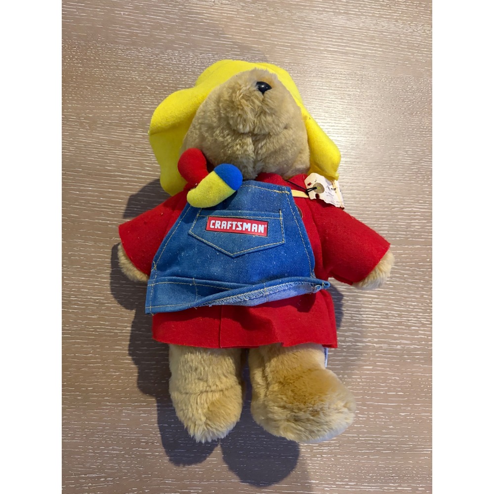 Vintage Paddington Bear Plush Sears Craftsman Apron Tools Red Coat Stuffed Teddy